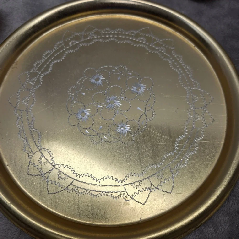 Vintage Zlatar Sarajevo Brass Coffee Set‎ Etched Tray Dzezva Sugar Bowl 5 Cups